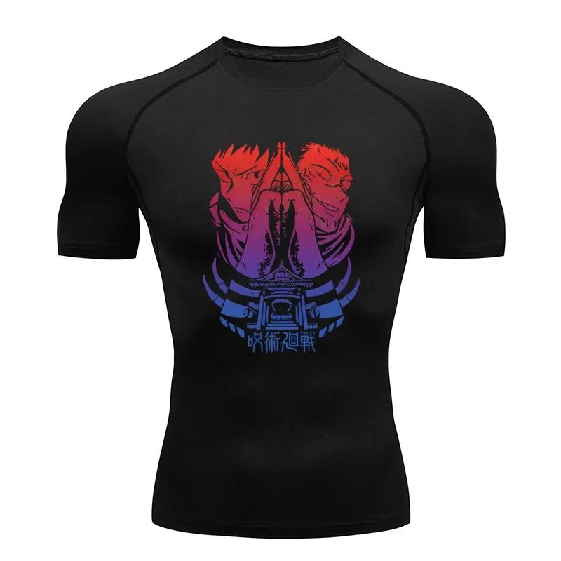 Tricou Sport Fitness Atletic Bărbați Tricou Compresie Anime Jujutsu Kaisen Strâmt Tricouri Sală Fitness Elasticitate Topuri Tricou
