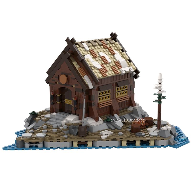 MOC Vikinged House Village Farm Ship Model Building Blocks Set Medieval Military Architecture Aldult Ideas Set Bricks Toy Gifts