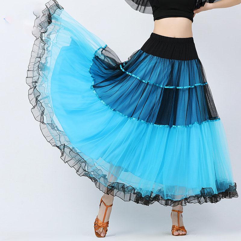 Womens Dance Skirt Costume Elastic Waistband Big Swing Adult Dance Wear dance Skirt