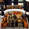 Halloween Duvet Cover King Microfiber Medieval Haunted Castle With Garden Pumpkins Dark Clouds Scary Nights Print Bedding Set