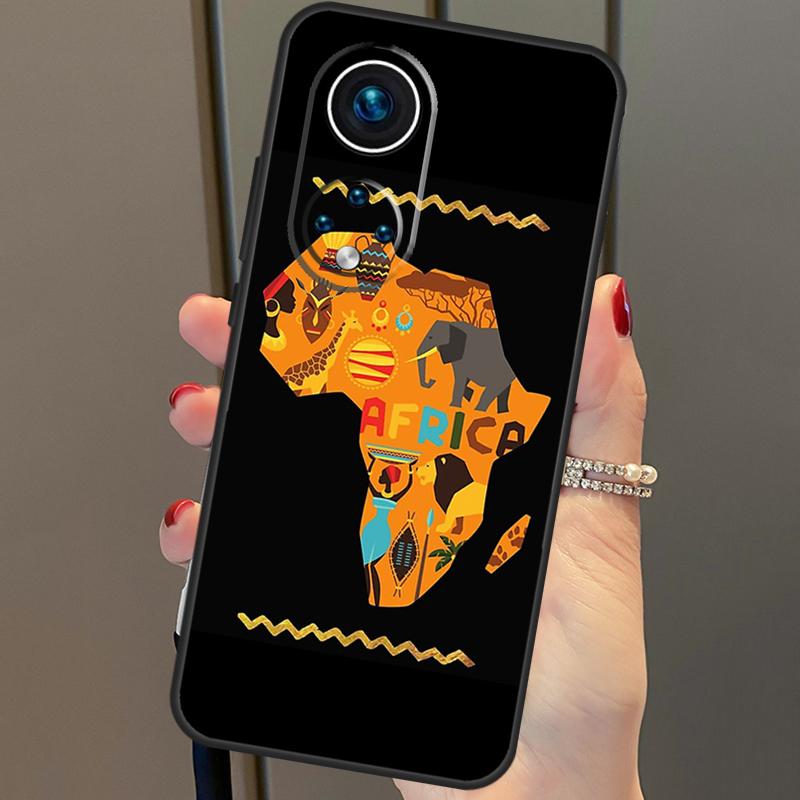 Map of Africa African Fabrics Case For Honor X8a X9a X7a X6a X7 X8 X9 X9b X8b Honor 90 70 50 10 Lite Magic 6 5 Pro Cover