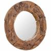 Vidaxl Decorative Mirror, Teak Wood, 80 Cm, Round