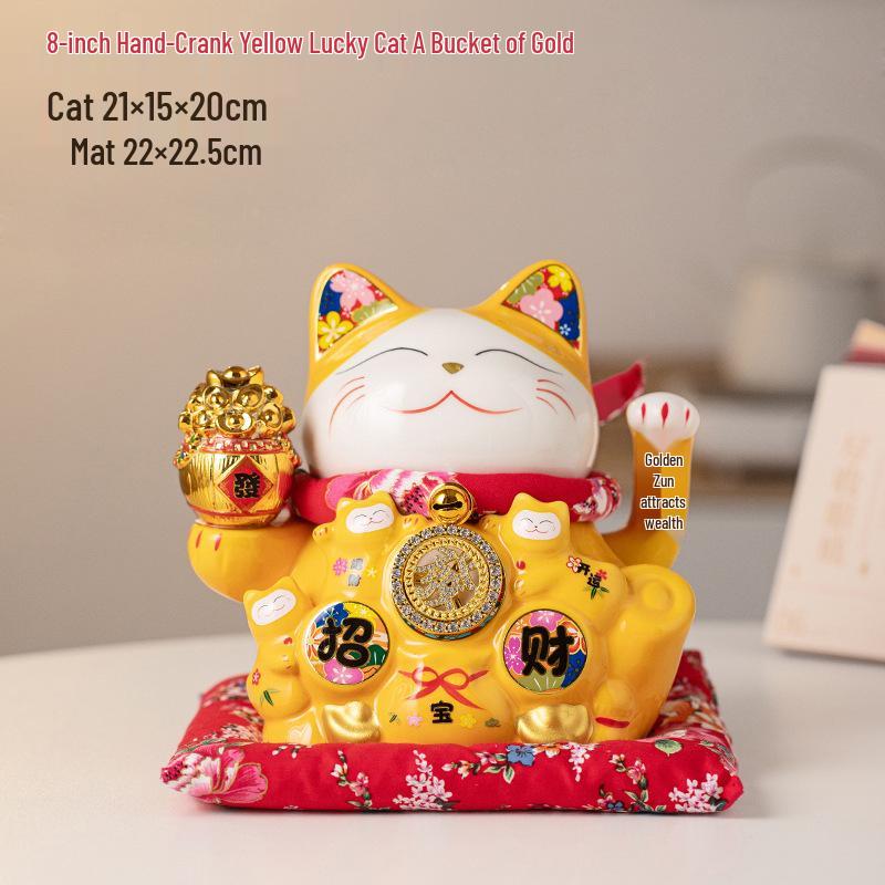 Керамическая фигурка Манеки-нэко с автоматическим взмахом для дома или магазина