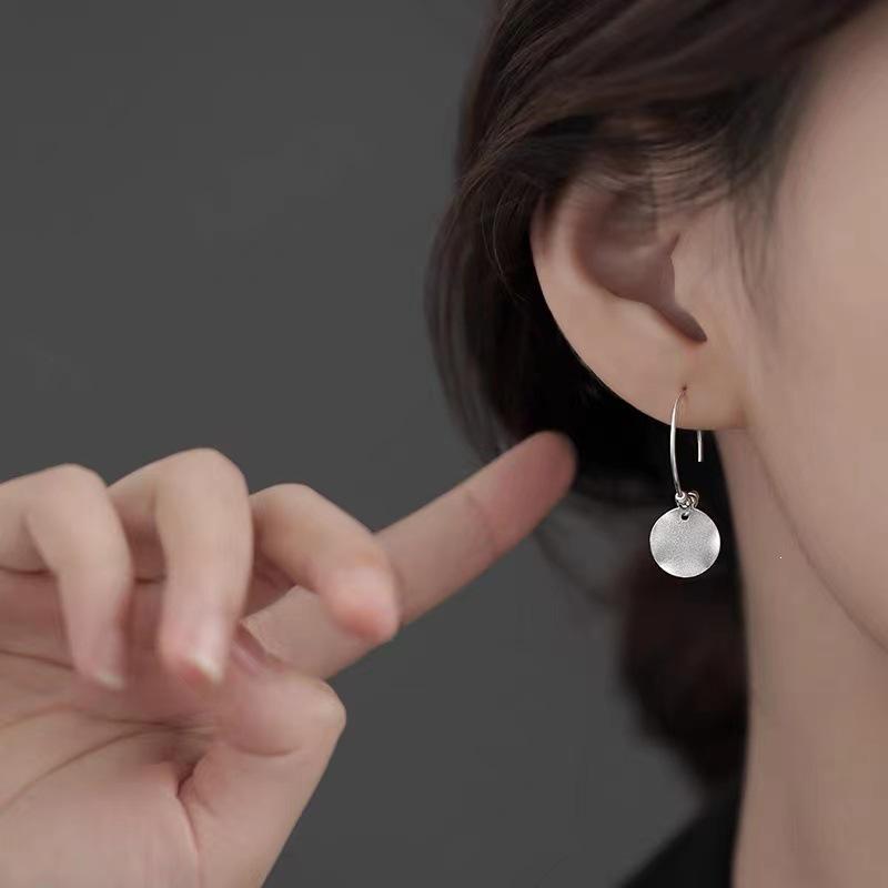 2023 New High-End 925 Sterling Silver Round Disc Stud Earrings for Women