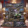 Steampunk Truck Gallery 2D Flat Pattern Flannel Blanket, High Quality All Seasons, Home Decor, Warmth and Comfort, Perfect for Christmas Gifts.