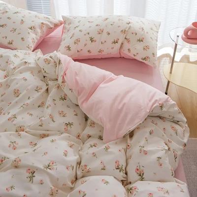 Rosa Blumen Bettbezug Set ins Mode Einzel Queen Größe Mädchen Jungen Spannbettlaken Kissenbezug ohne Füllung Heimdeko Bettwäsche Set