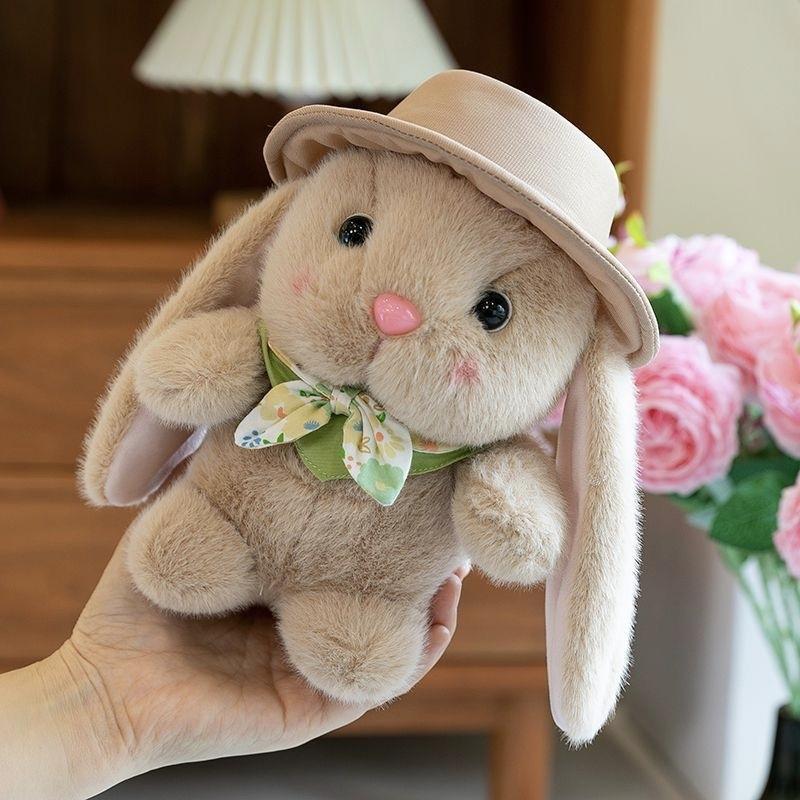 Adorable Pudding Bunny Plush Doll with Hat and Scarf