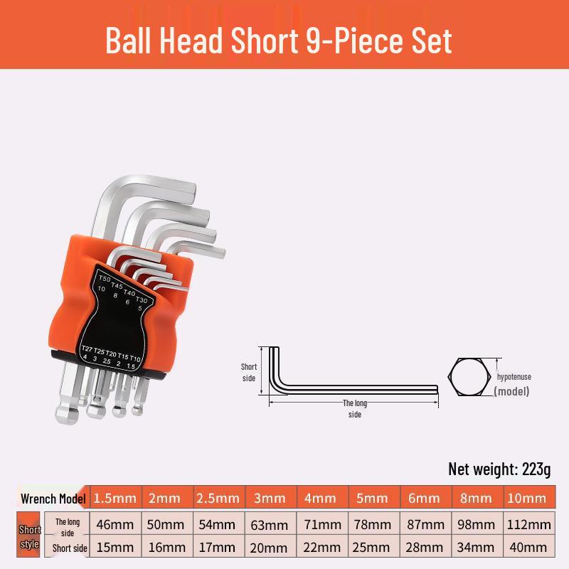 Torx & Hex Ball Head Folding Key Set - Metric & Imperial