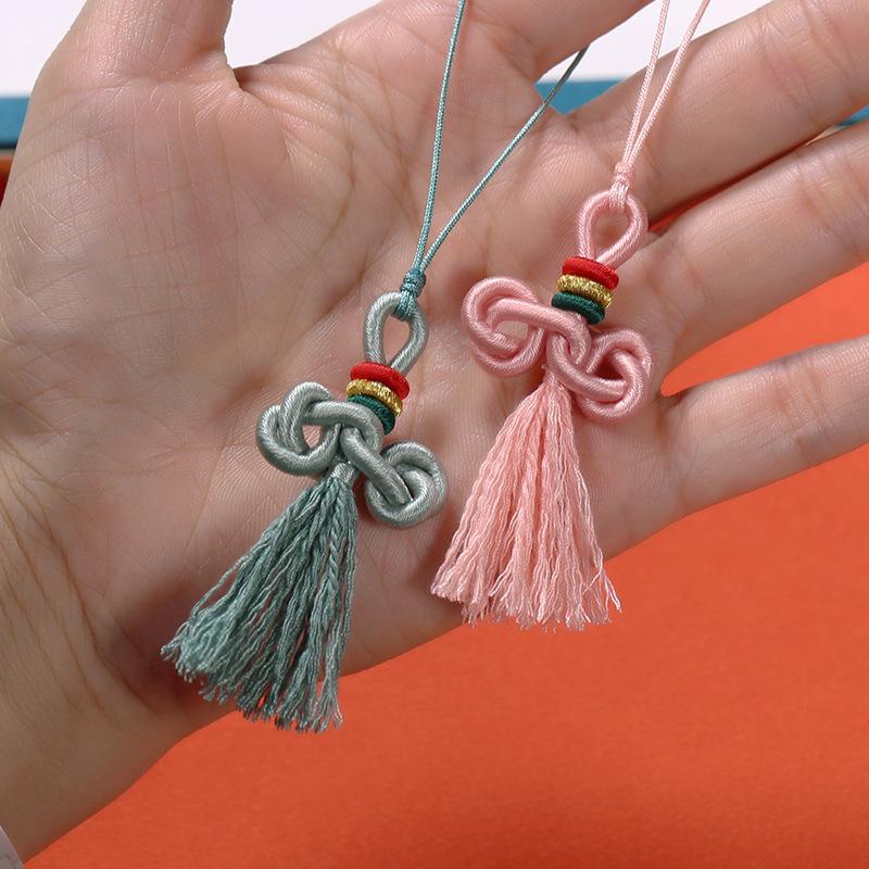 Wenchang Knot Cotton Thread Tassel Pendant, Hand Woven Chinese Knot Tassel Pendant, Antique Style Colorful Hanging Rope Accessor