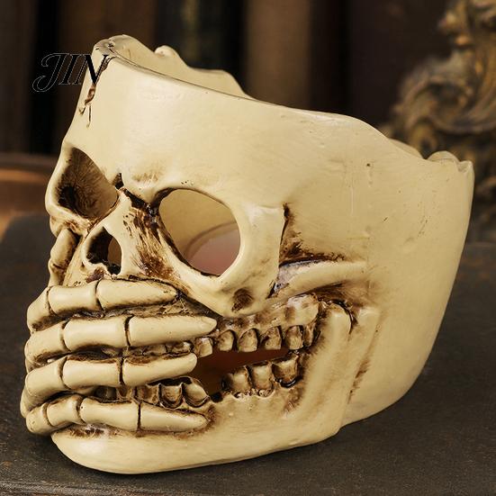 Indoor Halloween Decor Skull Candle Holder Decor, Resin Gothic Table Ornament, Spooky Shelf Festive for Party Home, Trick or Treat Centerpiece Gift