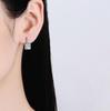 Τετράγωνα Σκουλαρίκια Ζιργκόν Ασημί Χρώματος για Γυναίκες Κορίτσια Απλή Κορεατική Μόδα 925 Ασημένια Βελόνα Σκουλαρίκια Κρίκοι Μοντέρνα Κοσμήματα