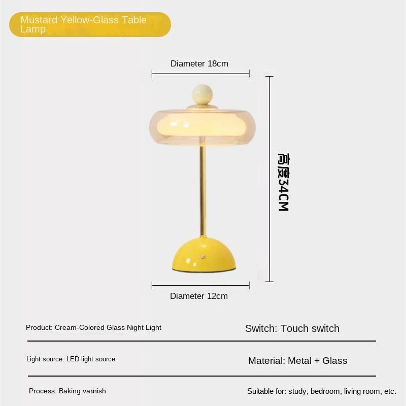 Vintage Dimmbare Glas Tischlampe Mid-Century Stil Ambient Schreibtischlampe für Schlafzimmer Nachttisch Arbeitsplatz Schreibtisch Heimdeko Beleuchtung