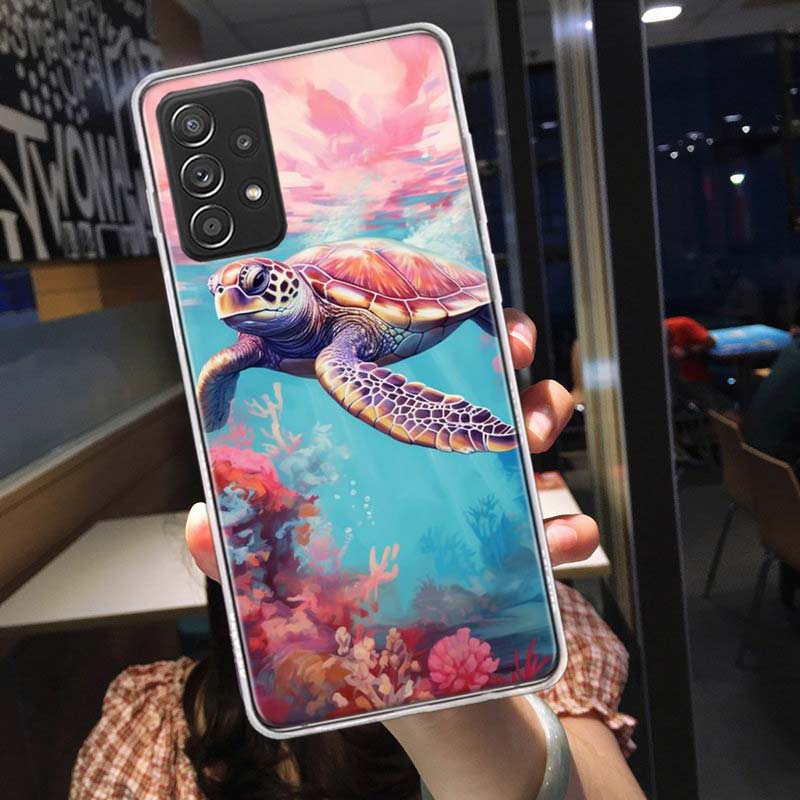 Marine Organisms, Sea Turtles, And Animals Phone Case for Samsung A54 A57 A37 A17 A14 A15 A12 A24 A34 A55 A35 A25 A52S A07 A05S