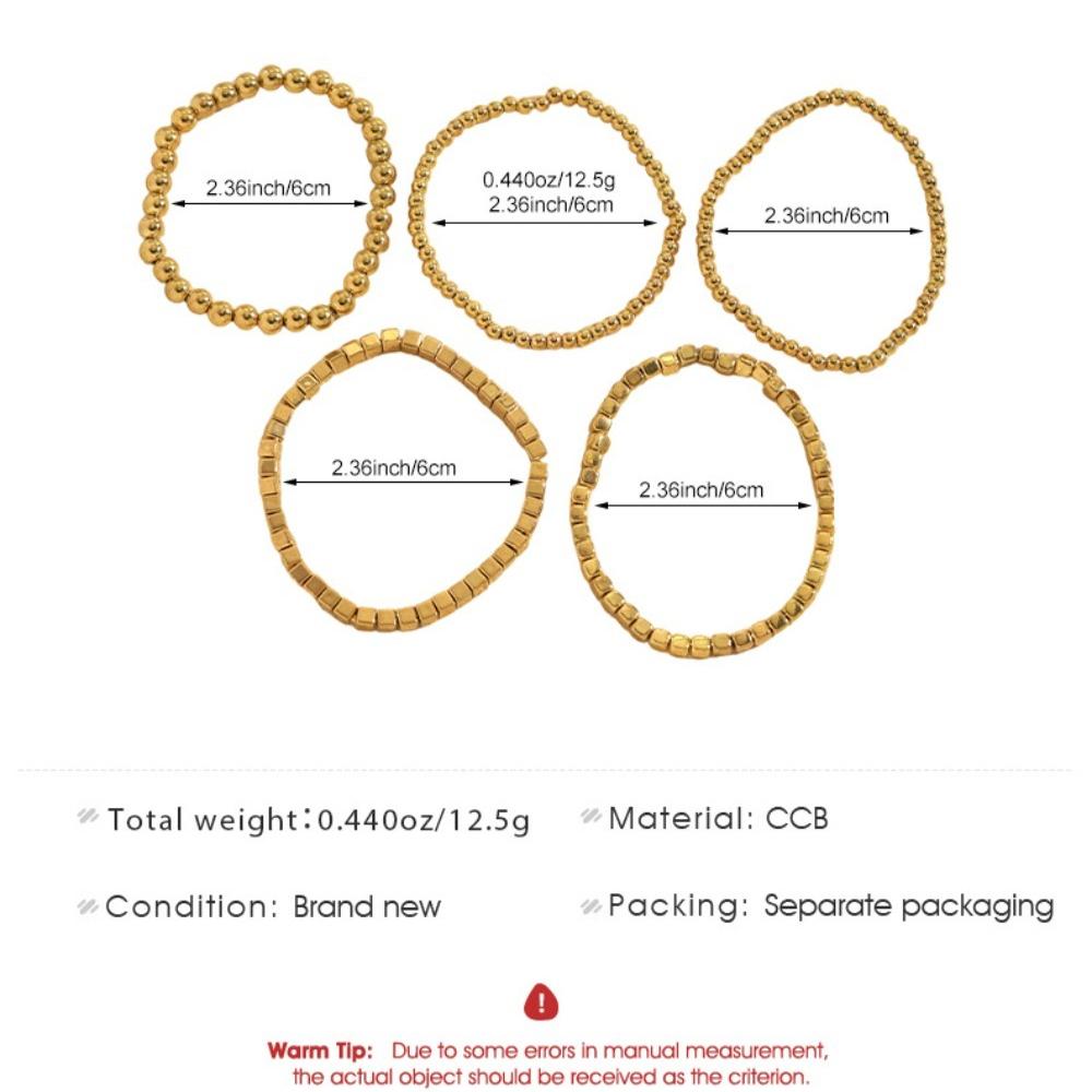 Minimalist Multi-Strand Metal Ball Square Bead Elastic Bracelets for Women Gold Silver Tone Stackable Statement Wrist Jewelry