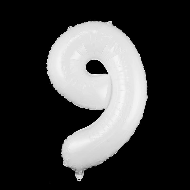 

32 Inch Digital Balloon White Printed Colored Happy Birthday Sticker Birthday Decoration Photo Prop Aluminum Film Balloon 32 inch white number 9