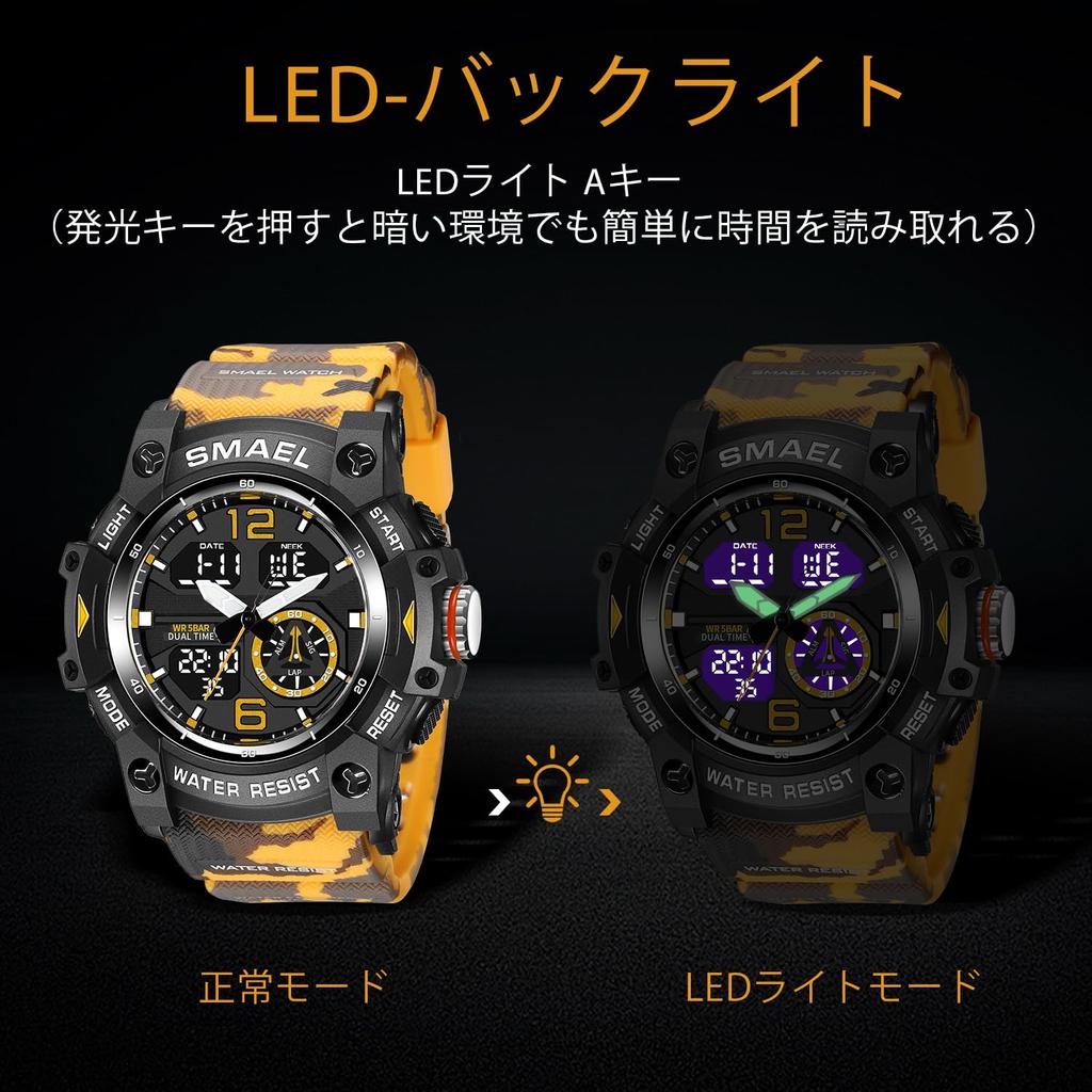 BEN NEVIS Digital Sports Stylish and Simple Design with LED Perfect for and Outdoor Includes Japanese Instructions Men's Watch, Waterproof,
