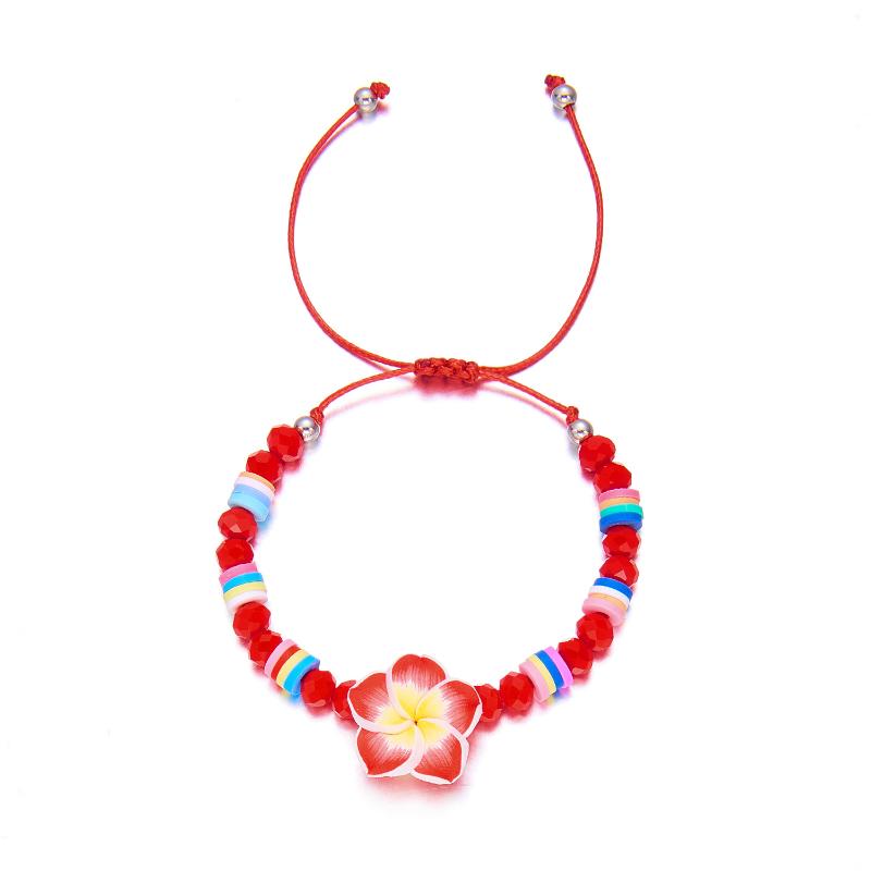 Bohemian Colorful Flower Charm Bracelets For Women Adjustable Pull String Summer Vacation Bangles Girls Party Jewelry Gift
