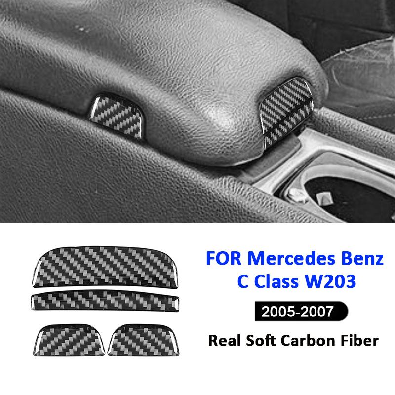 Carbon Fiber Car Center Console Armrest Box Switch Buttons Handle Panel Trim Sticker For Mercedes Benz C Class W203 2005-2007