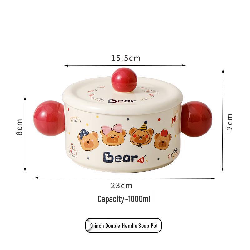 Wutuo Cartoon Bear Ceramic Soup & Noodle Bowl