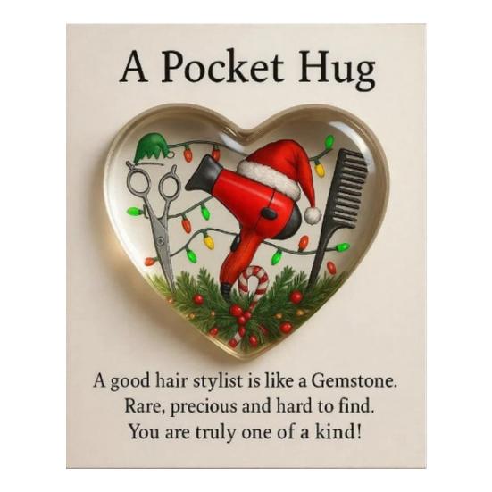 

Hairstylist Pocket Hug with Positive Card Emotional Support Heart Shaped Christmas Hair Stylist Pocket Token Encouragement Gift