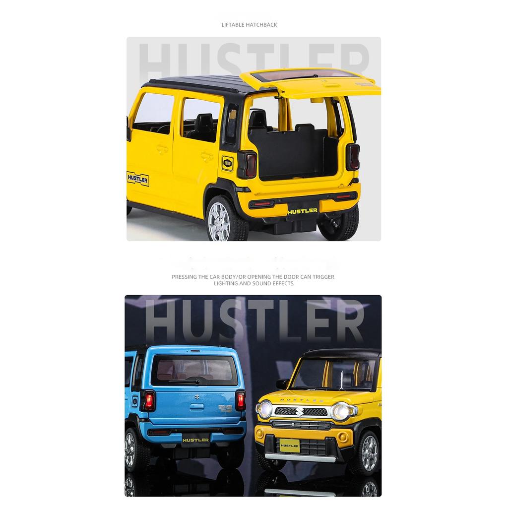 1/22 Suzuki Hustler SUV Alloy Car Model Sound and Light Pull Back Children's Toy Collectibles Birthday Gift