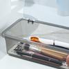 Flatware Tray with Lid and Drainer Dustproof Transparent Fashionable Silverware Countertop Storage Container for