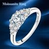 08ct Moissanite Ring for Women Genuine Copper Sparkling Gradient Band Ring Wedding Engagement Party Fine Jewellery Gift