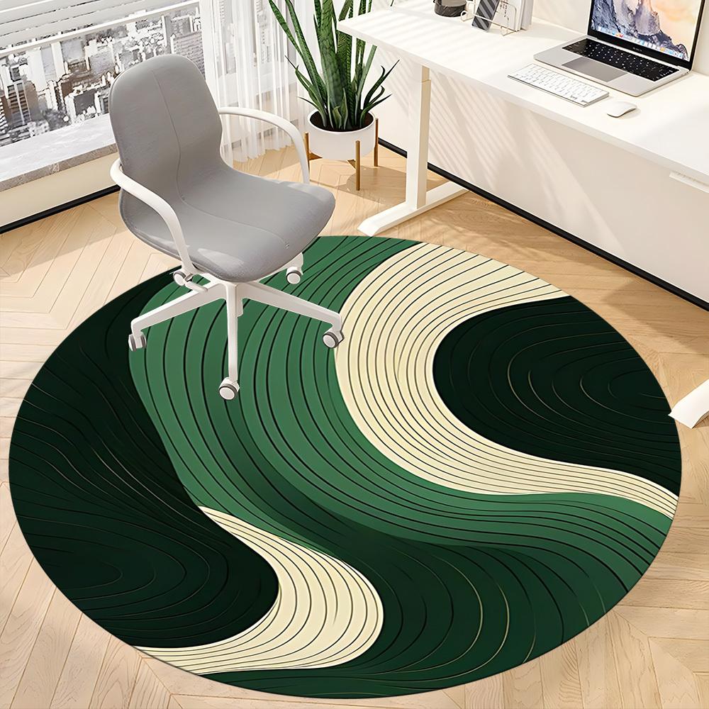 1pc Wave Flow Office Round Area Rug, Indoor Mat Suitable For Office, Under Office Chairs Bedroom Living Room Home Decor, Room Deco