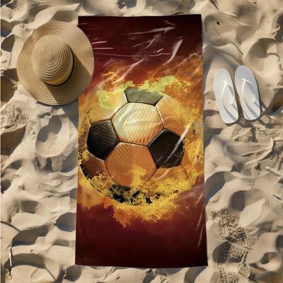 1pc Blazing Soccer Passion 2D Printed Microfiber Beach Towel, Quick Dry Super Absorbent. Great for Beach, Pool