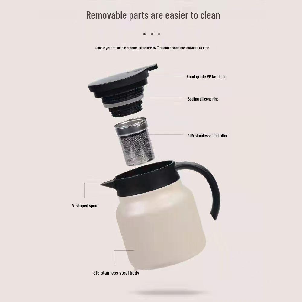 Portable 304 Stainless Steel Large Capacity Insulated Tea Stewing Pot for Home Use