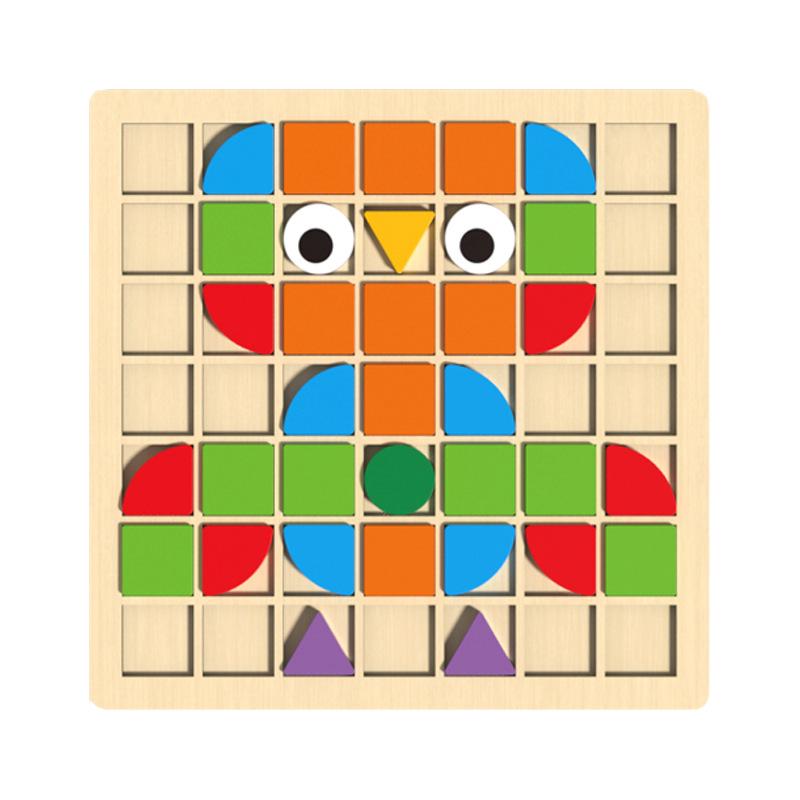 Mosaic 3D Wooden Puzzle Game for Children's Early Education and Intelligence Building