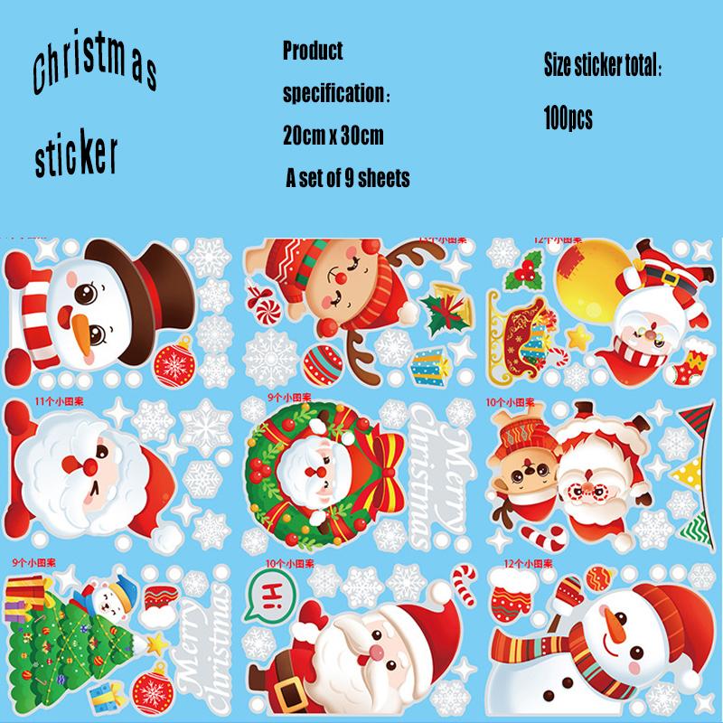 3D Snowflake Window Stickers 4/8/9 Sheets Christmas Window Stickers Reusable PVC White Snowflakes Christmas Room Decoration