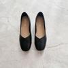 Women's Genuine Leather Formal Low-Heel Square-Toe Shoes, Soft Sole & Surface, Versatile for Work