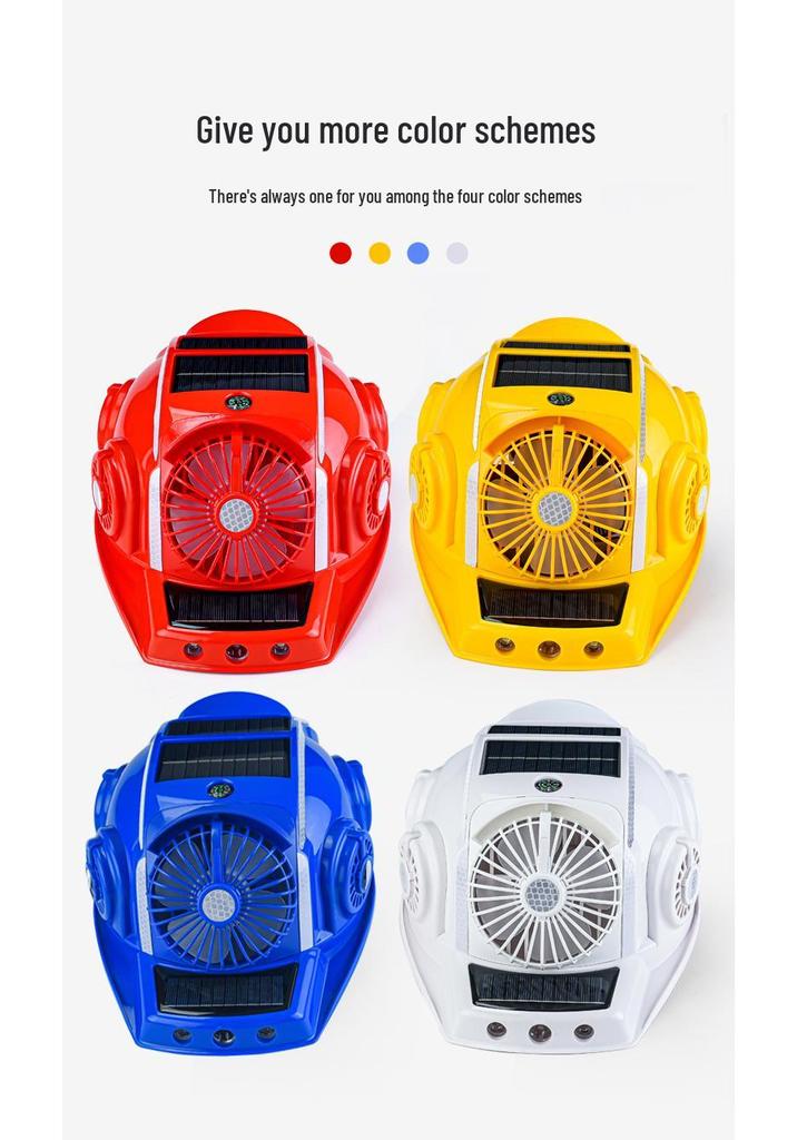 Six-Fan Multifunctional Cooling Hat with Solar Bluetooth Headlamp