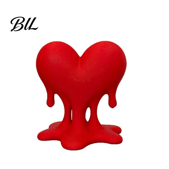 Modern Decoration Melting Heart Sculpture 3D Printed Dripping Figurine Romantic Love Themed Home Decor for Room Desk Shelf Artistic Statue