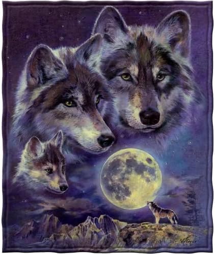 Direct Howling Wolf Fleece Blanket for Bed, Queen Size Wolf Fleece Throw Blanket for Men, Women and Kids Super Soft Plush Throw Size: 75*100cm, Weight: 230 GSM