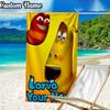 Custom Name Larva Beach Towel - Soft, Ultra-Absorbent Microfiber, Lightweight, Perfect for Beach, Parties, Travel, Camping
