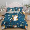 3D Kinder Katzen Bettwäsche Set Einzelbett Grün Cartoon Katzen Bettwäsche Für Kinder Jungen Mädchen Tiermotiv Niedliches Kätzchen Muster 2/3tlg.