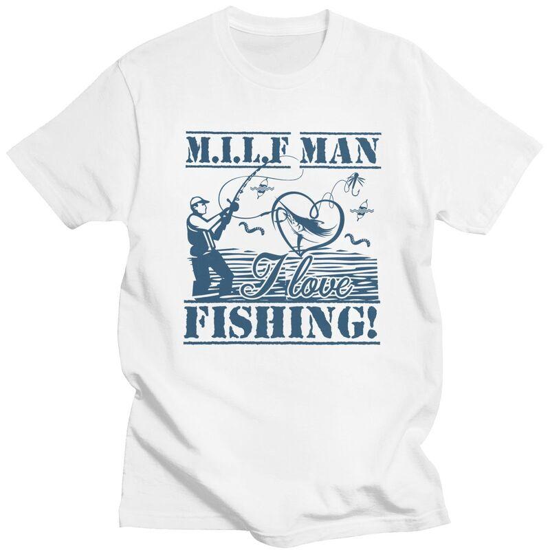 Custom Fashion Milf Man I Love Fishing T Shirts Men Short-Sleeve Fisherman Fish Gift T-shirt Streetwear Tee Slim Fit Tshirts ... S разноцветный