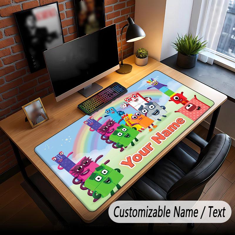 Custom Name Text Big Mouse Pad,Numberblocks Soft Non Slip Extended Desk Mat For Home Office