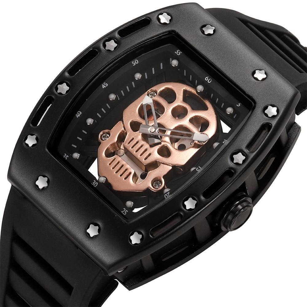 Orologi Uomo Retro Punk Teschio Tonneau Design Analogico Unico