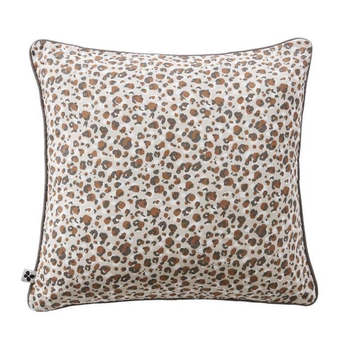 Coussin - Leonie - 45 x 45 cm - Gaze de coton - Déhoussable - Marron