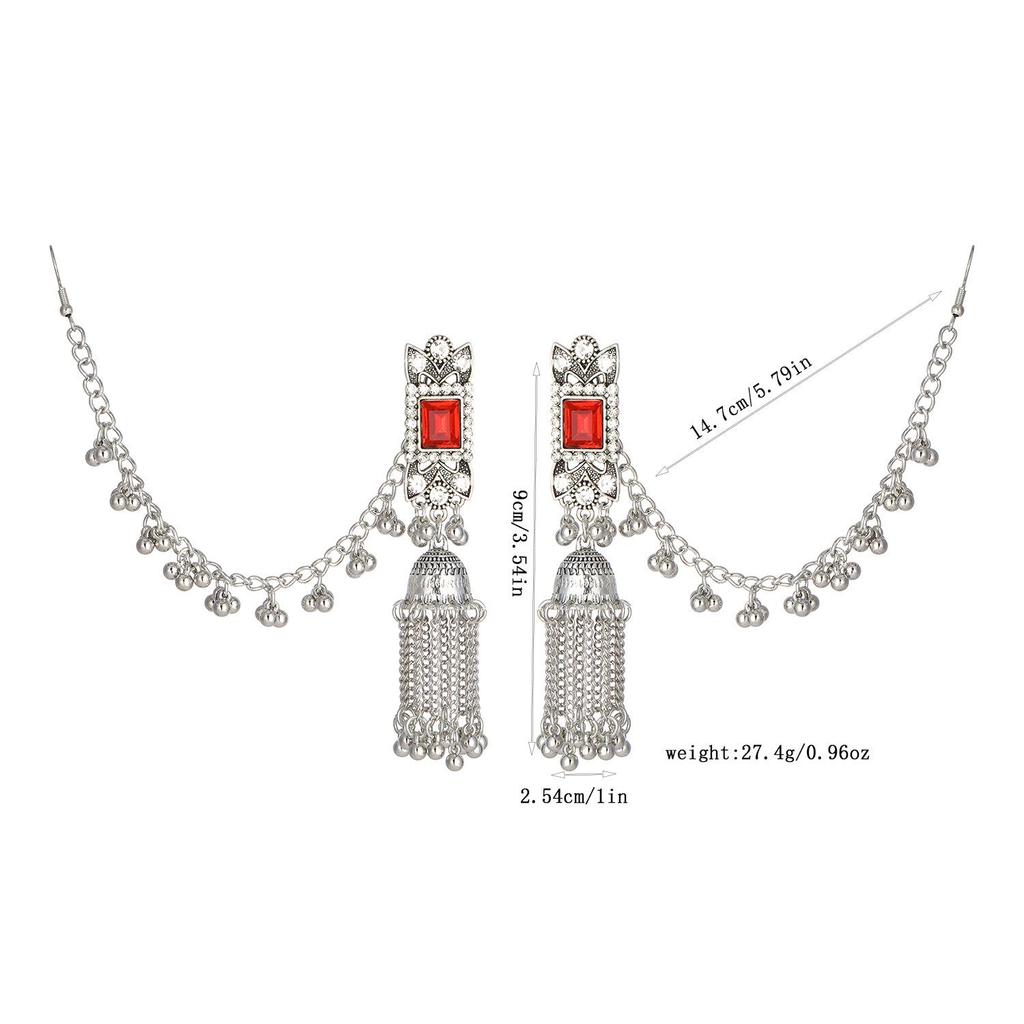 Bohemian Indian Style Long Tassel Bell Dangle Earrings