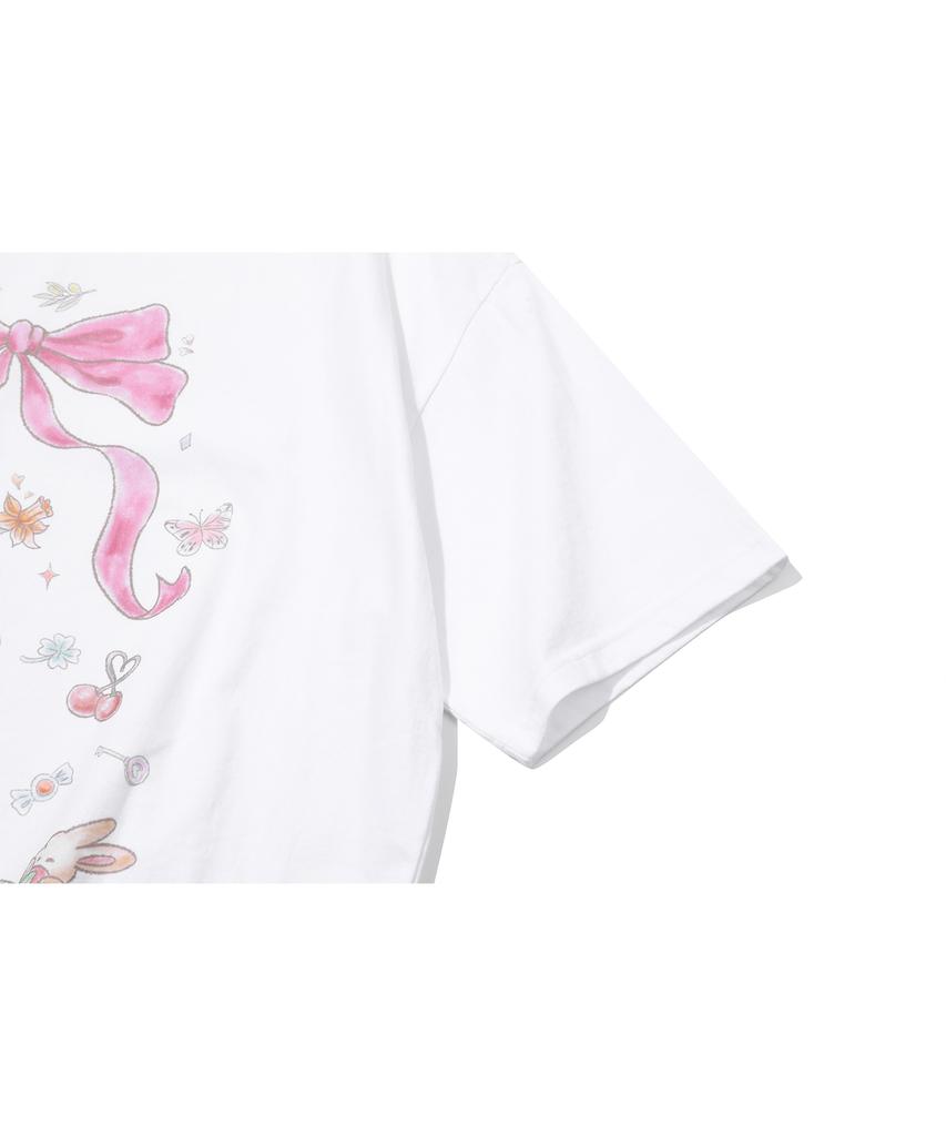 CPGN STUDIO Dtp Ribbon Flower Short Sleeve T-Shirt White
