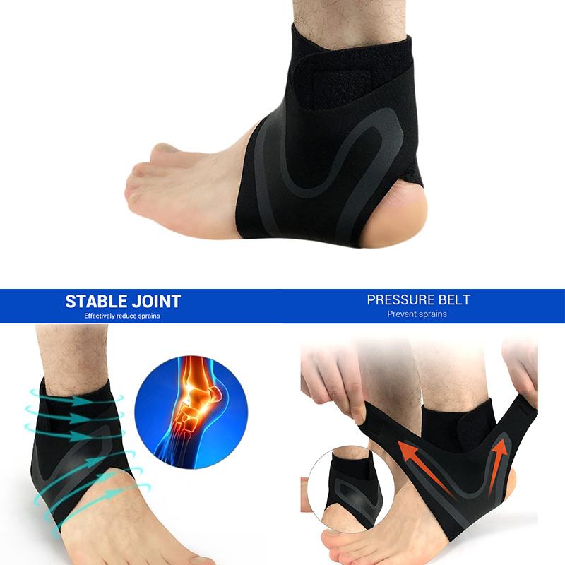 Ankle Brace Black Elastic Polyester Fiber Light Breathable Anti Sprains Ankle Support for Left Foot