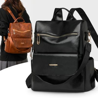 Women's Backpack Multifunctional New Trendy Simple Backpack Large Capacity PU Anti-theft Backpack Women