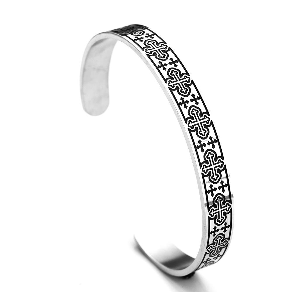 Vintage Stainless Steel Open C-Shaped Solid Celtic Knot Bracelet Unisex