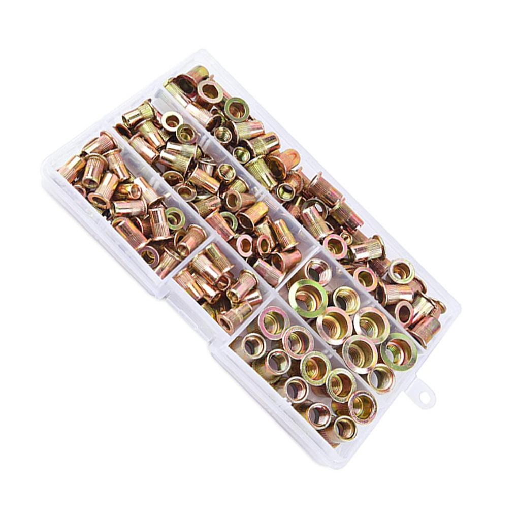 

150 шт./компл. заклепка из углеродистой стали, портативная замена, антикоррозийные, гладкие винтовые болты с контейнером