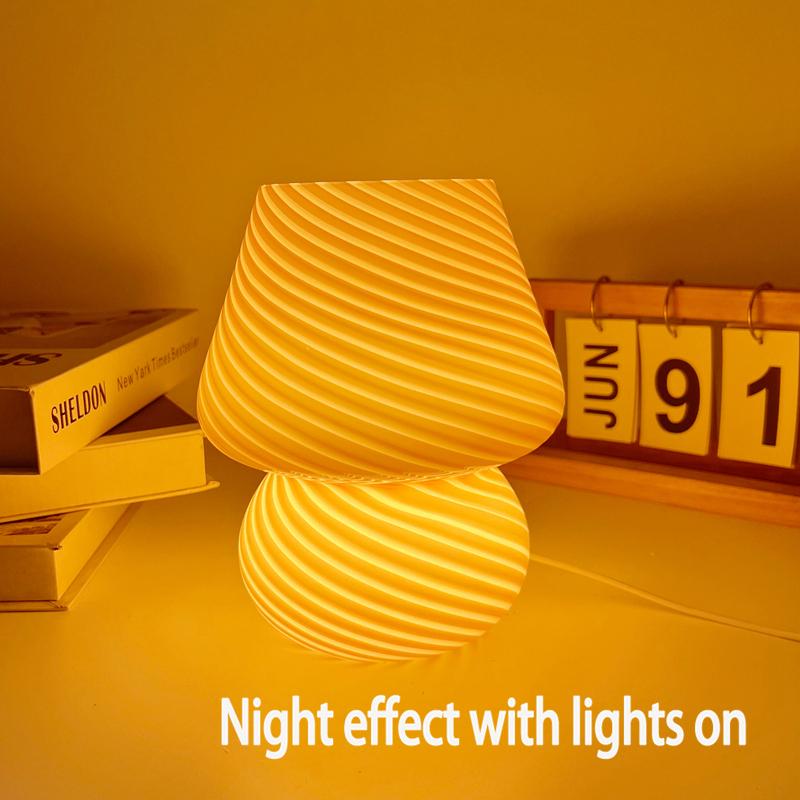 Italian Designer Glass Desk Lamp Glass Table Bedside Lamps Vintage Striped Small Mushroom Led Night Light Home Decor Desk Lamp