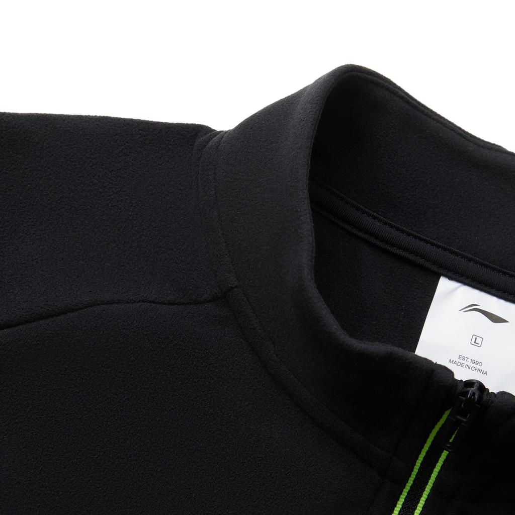 Li Ning Table Tennis Series Comfortable Casual Simple Brand Logo Printed Stand Collar Pullover Fleece Sweatshirt Unisex Sweatshirt Black ATLV071-1